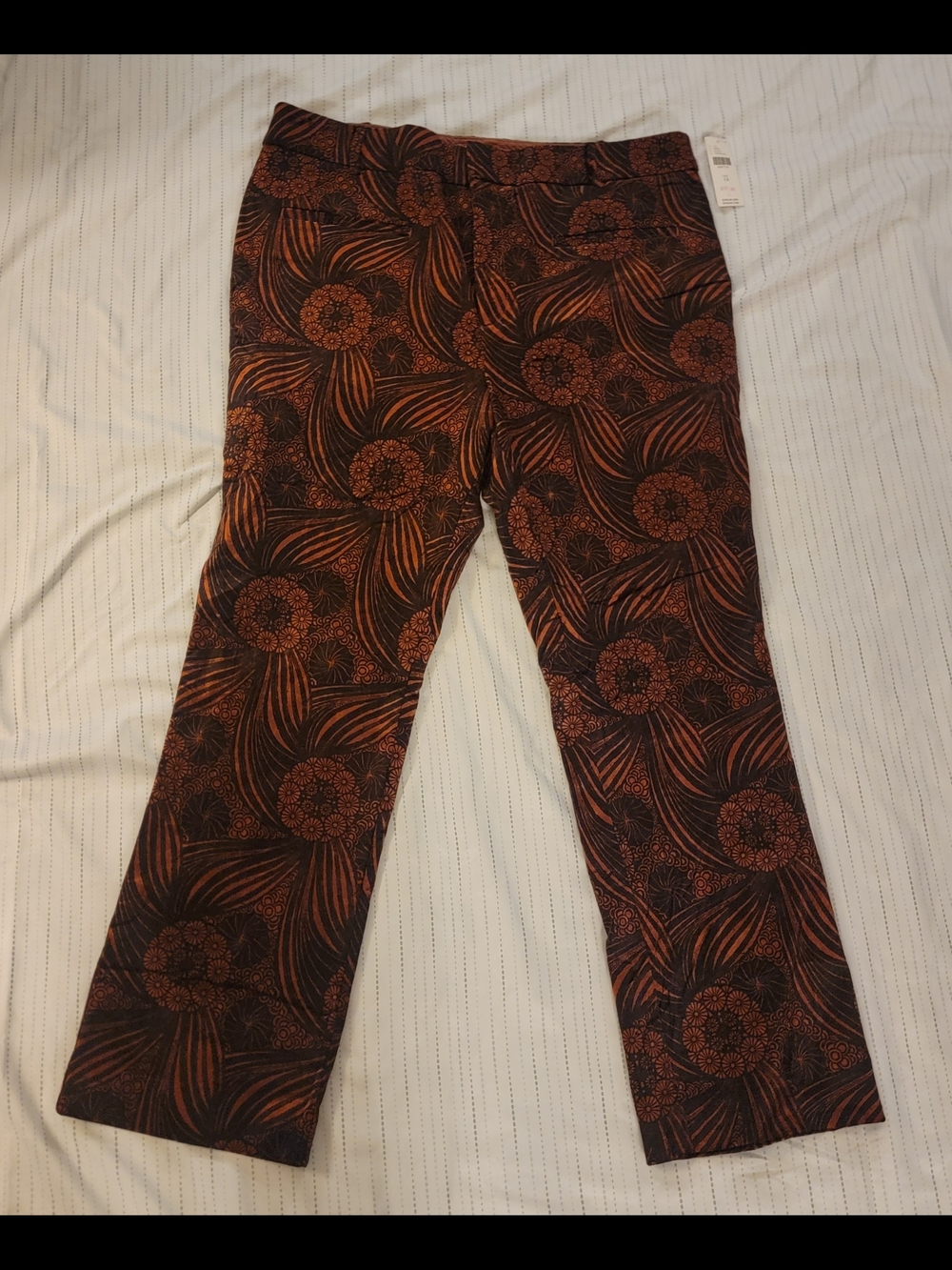 Anthropologie burnt orange patterned Pants With Slit Pockets In The Front